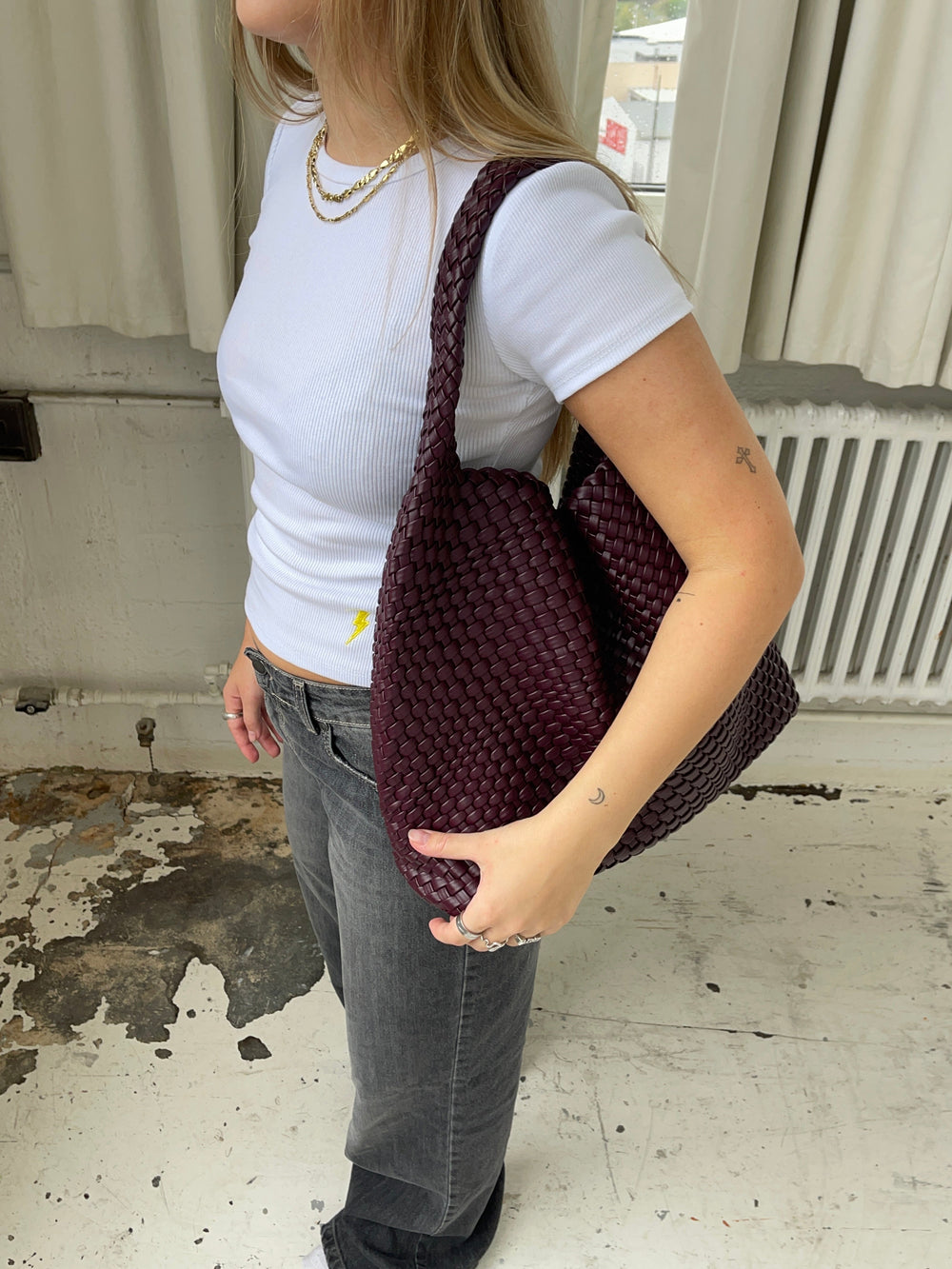 New York woven bag - Burgundy/purple