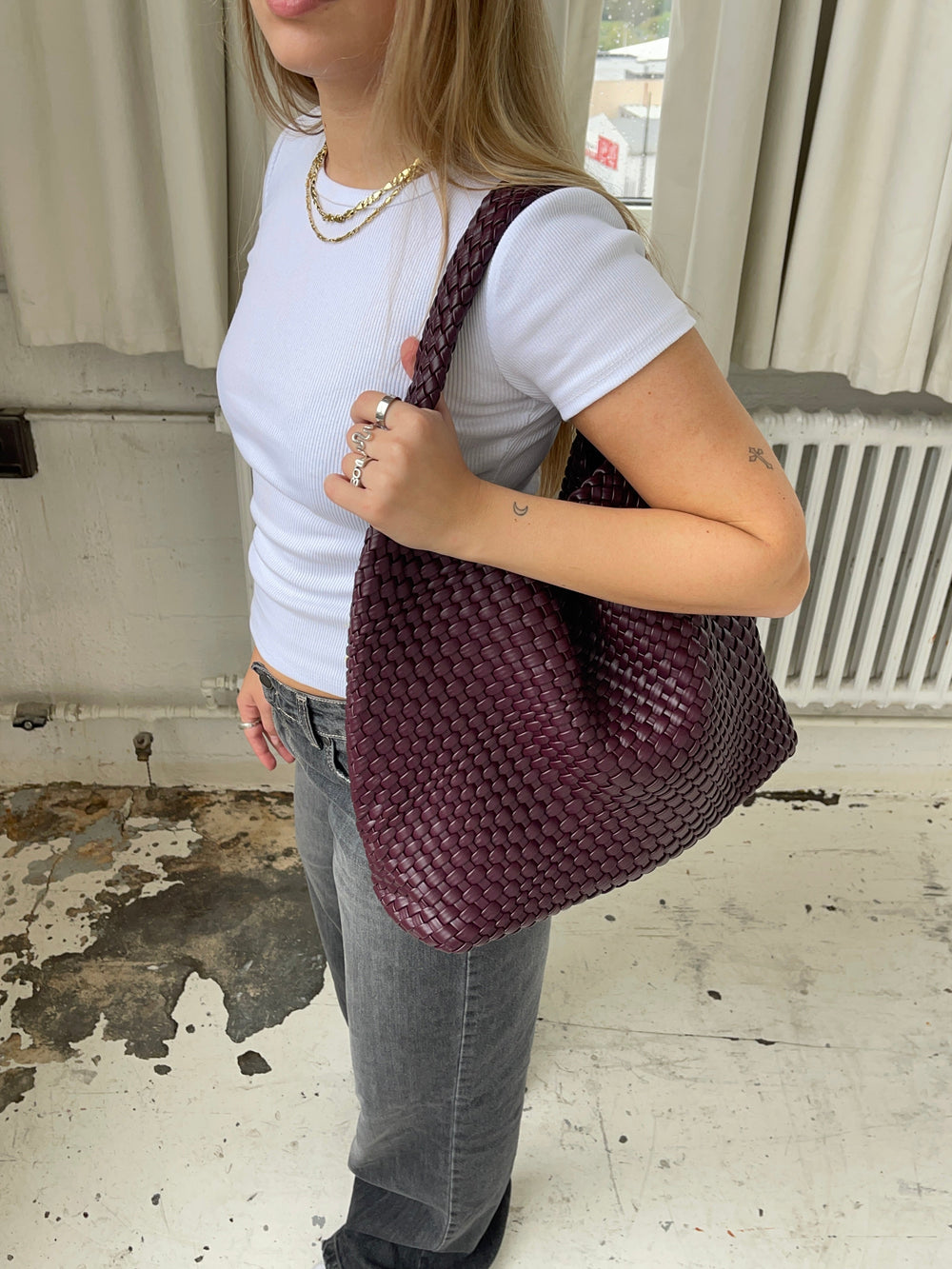 New York woven bag - Burgundy/purple