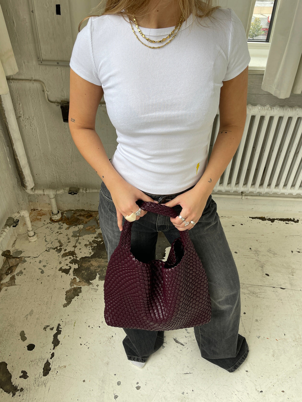 New York woven bag - Burgundy/purple
