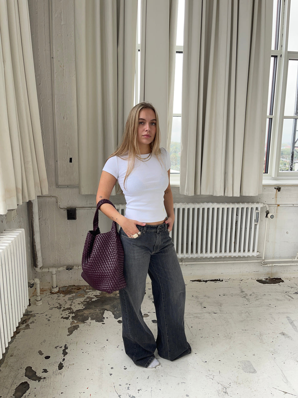 New York woven bag - Burgundy/purple