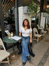 Lotta knitted blouse with flowers - White
