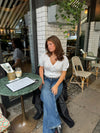 Lotta knitted blouse with flowers - White