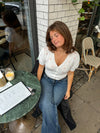 Lotta knitted blouse with flowers - White