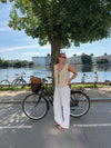 Mathilde Ravn pants with small embroidery - white