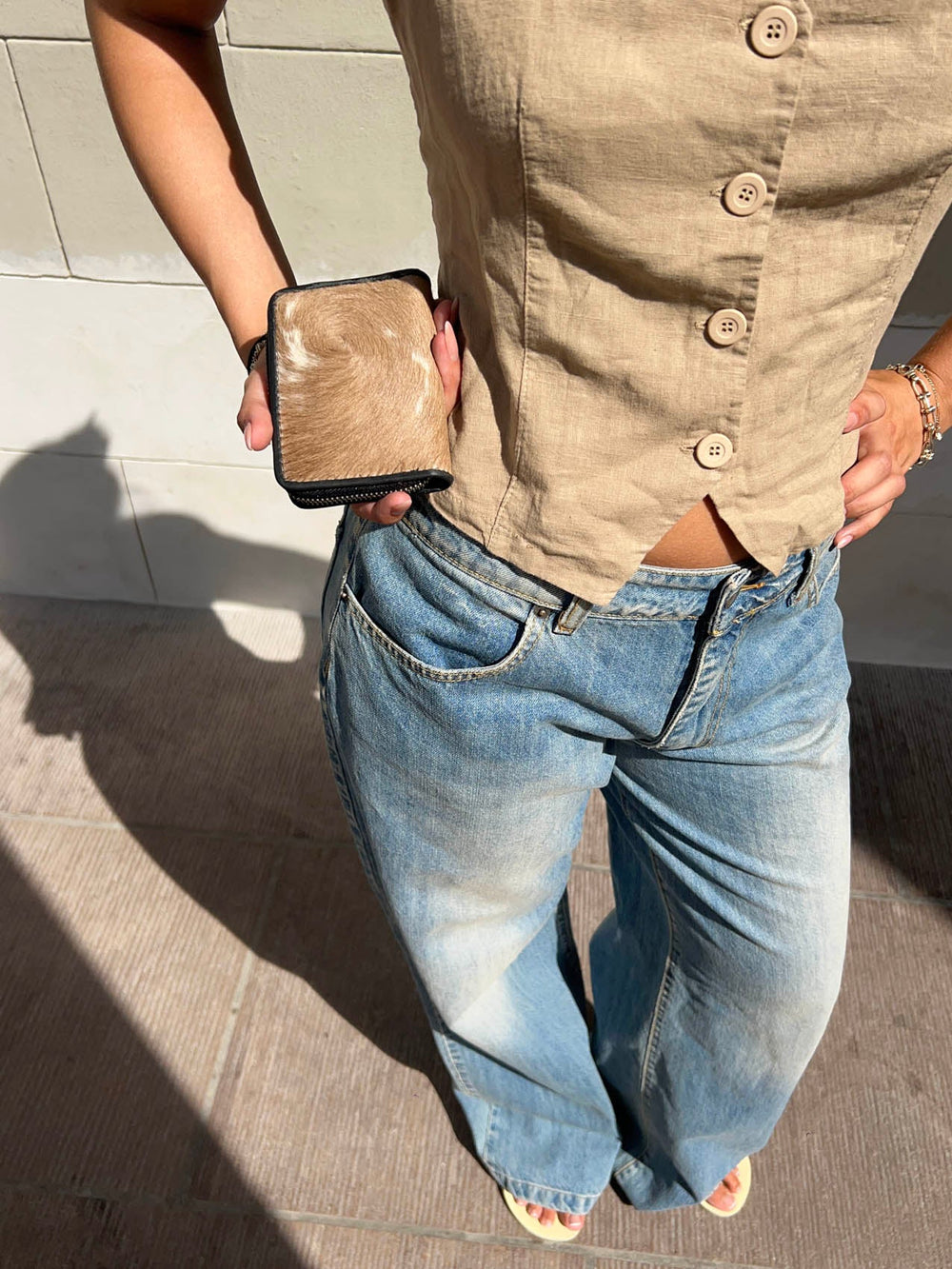 Cela cowhide purse – White/caramel