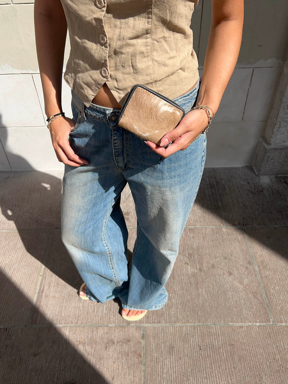 Cela cowhide purse – White/caramel
