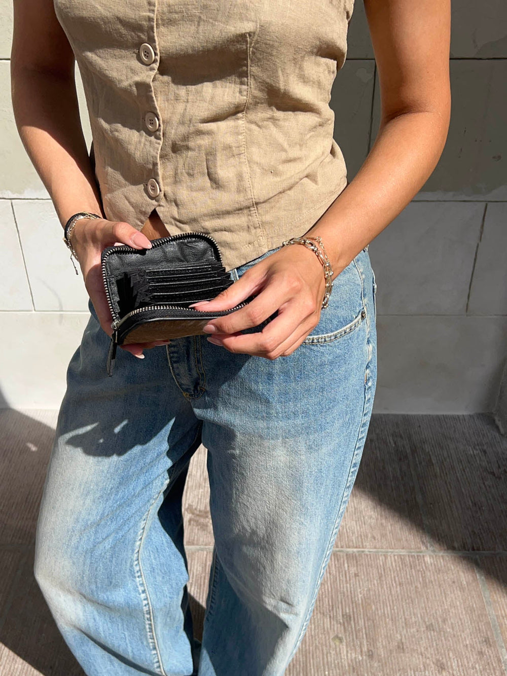 Cela cowhide purse – White/caramel