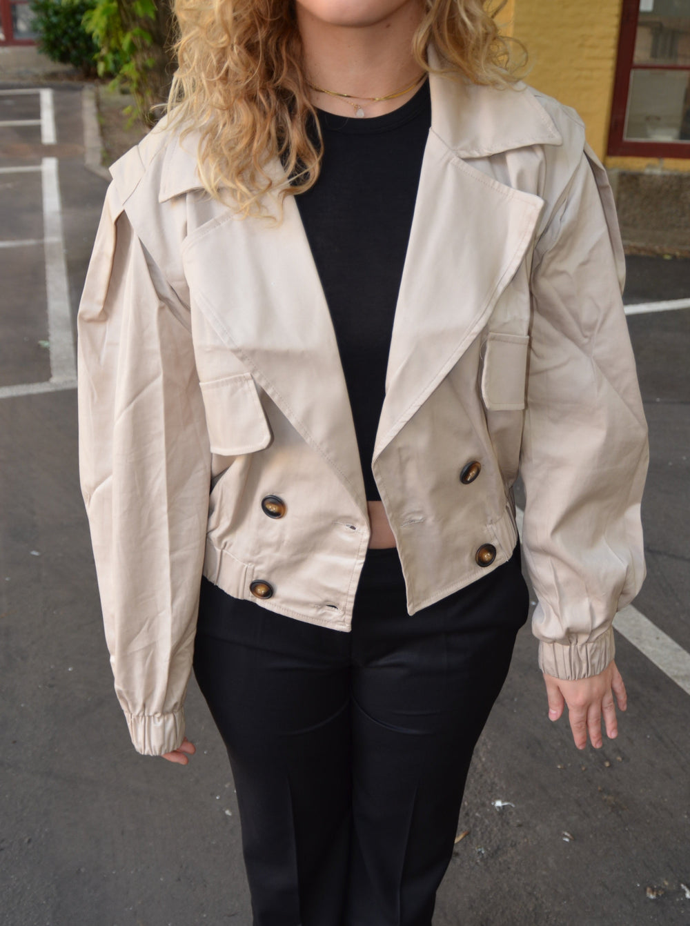 Millie cropped trench coat - Beige