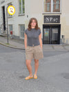 Amaia bermuda shorts with white "belt" - Beige