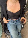 Mandaline top with lace detail - Black