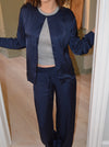 Callie satin cardigan - Navy