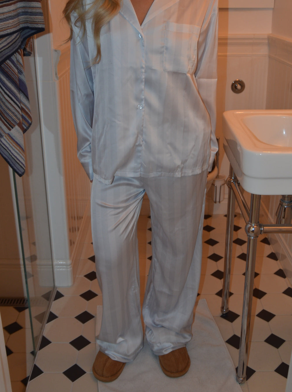 Sabine satin pyjamas pants - Light blue