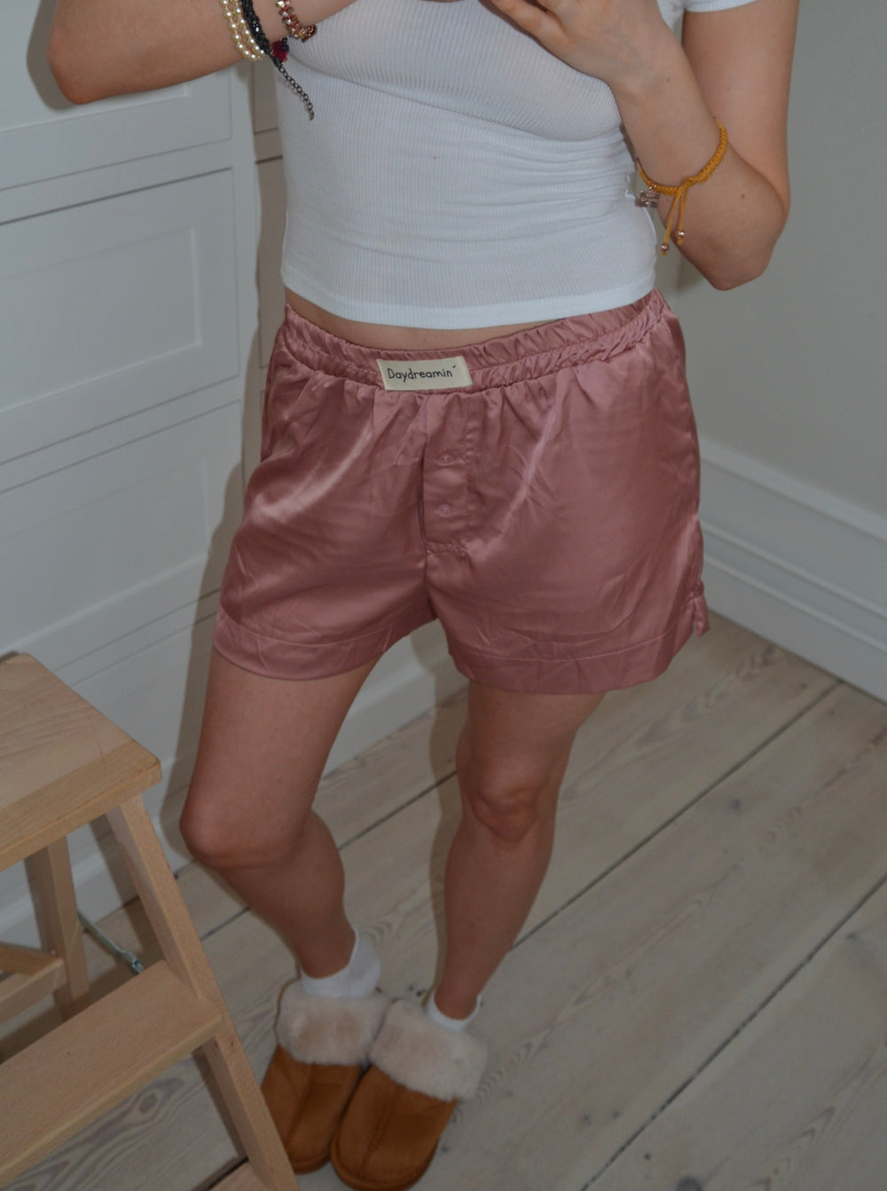 "Day dreamin´" satin pajamas shorts - Rose pink