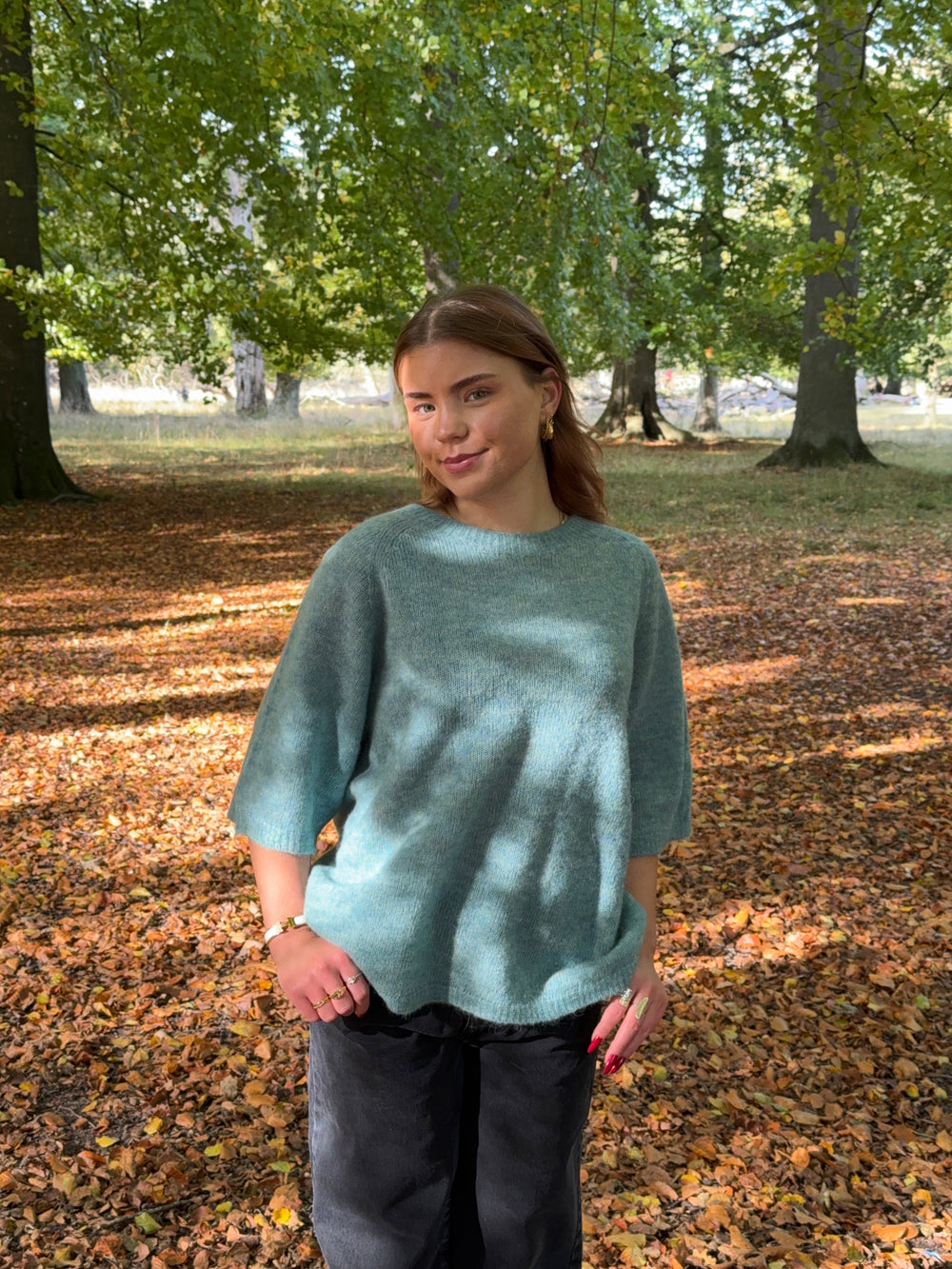 Isabell three-quarter sleeve knit - Blue-green