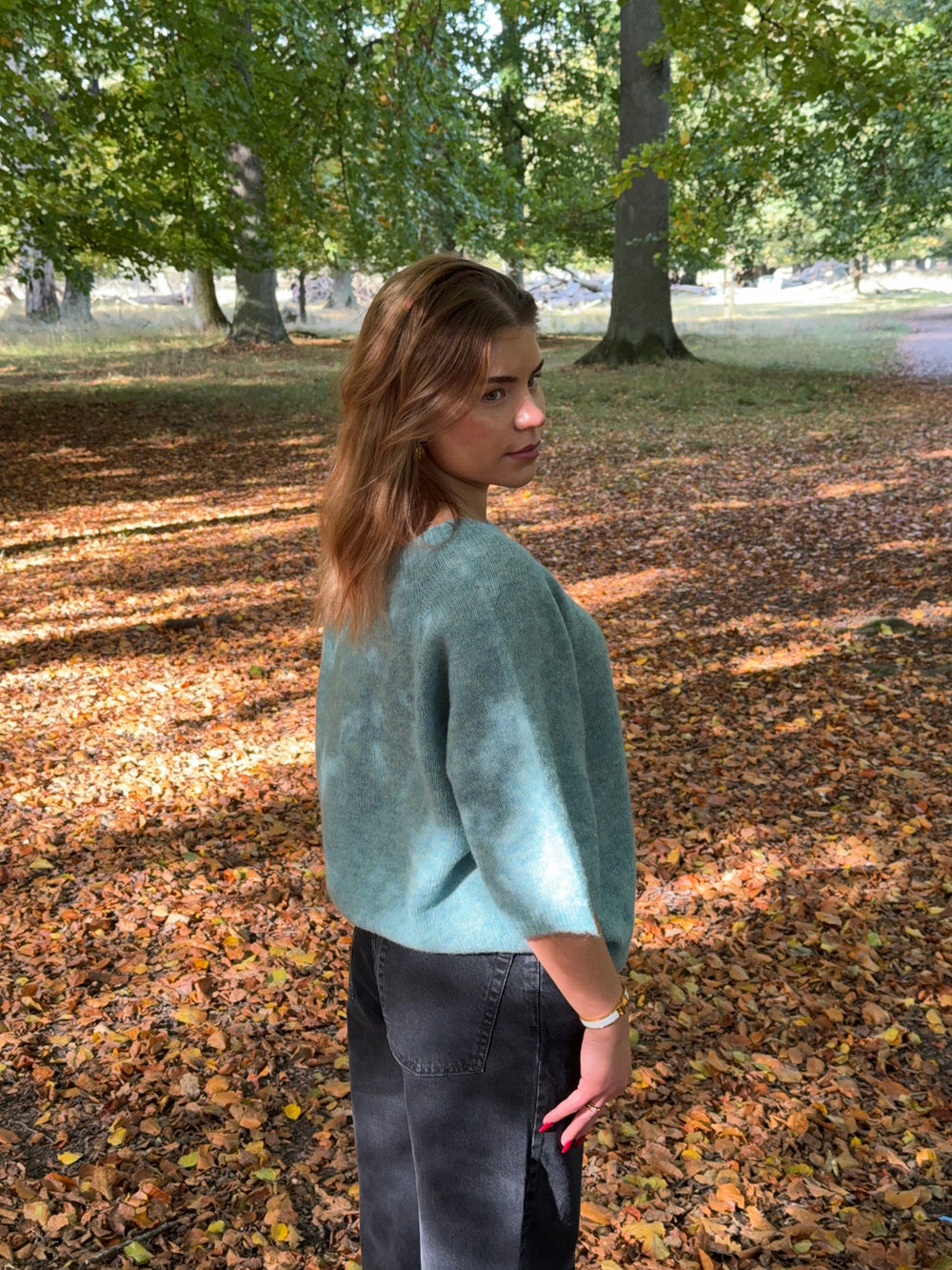 Isabell three-quarter sleeve knit - Blue-green