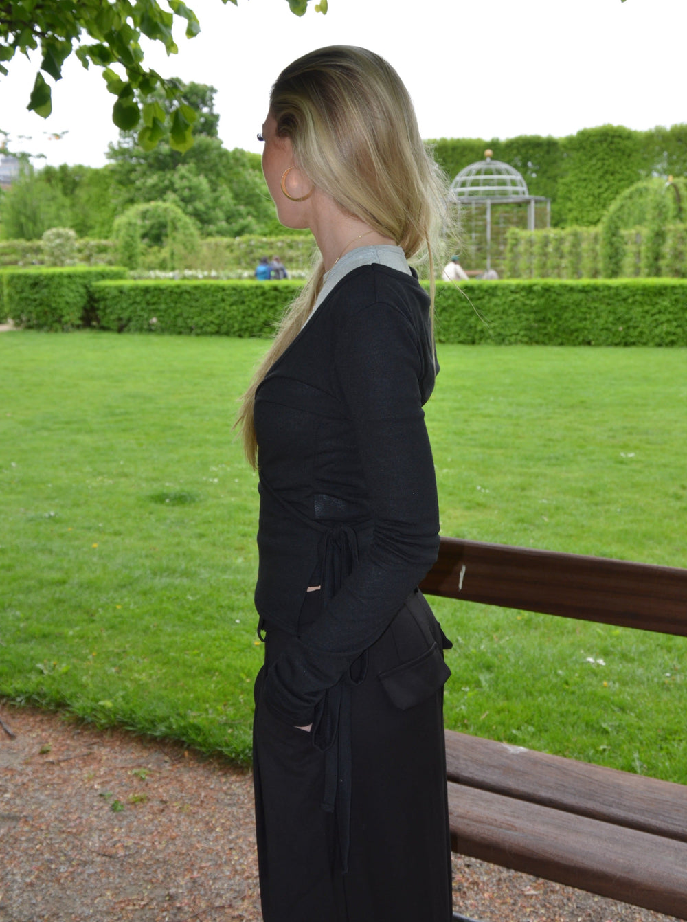 Hekla blouse with tie - Black
