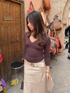 Liv blouse with v-neck - Brown