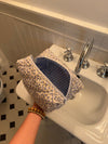 Honey Small Toiletry Bag - White with Blue Flowers
