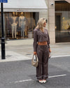Katrine cropped blazer - Brown melange