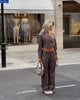 Katrine cropped blazer - Brown melange