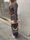 Katrine suit pants with details - Brown melange