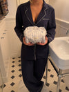 Honey large toiletry bag - White/blue with ruffles
