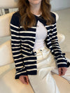Xenia cardigan with stripes - Navy/white