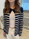 Xenia cardigan with stripes - Navy/white