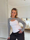 Tayla layered blouse - White/grey