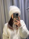Fluffy beanie - White