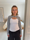 Tayla layered blouse - White/grey