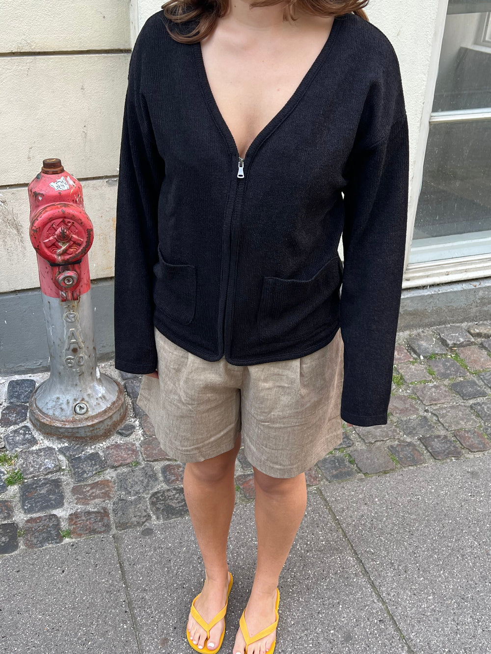 Madison cardigan with zipper - Black