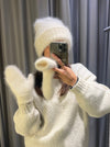 Fluffy mittens - White