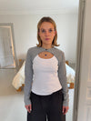 Tayla layered blouse - White/grey