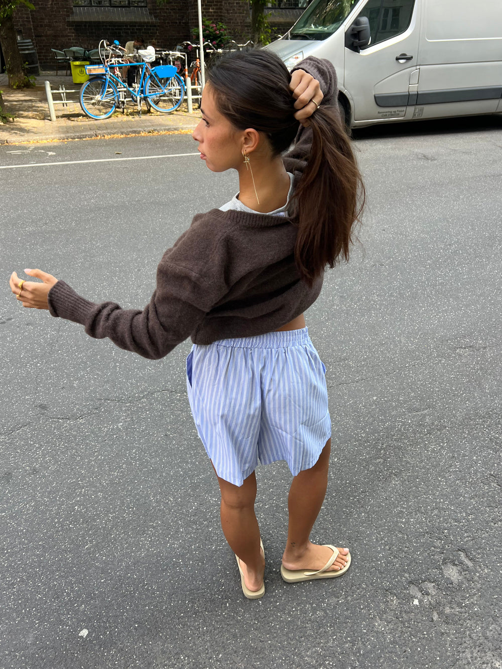 Andrea shorts with stripes - Blue/white