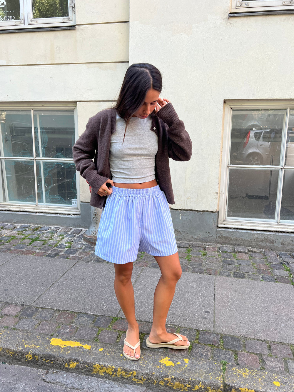 Andrea shorts with stripes - Blue/white