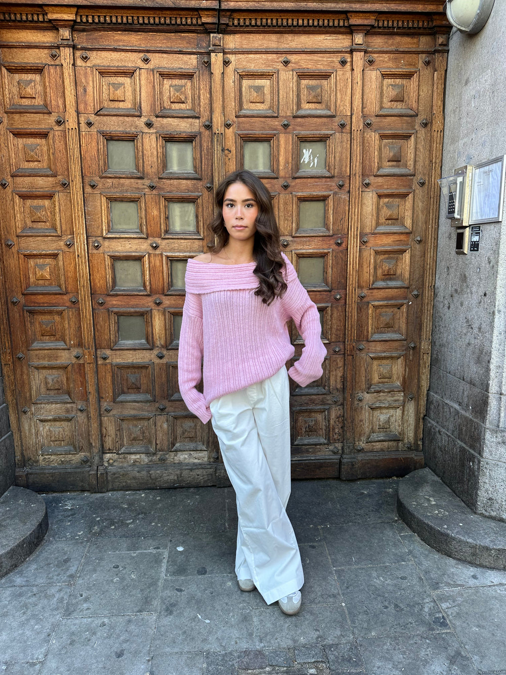 Elinor off shoulder knit - Pink