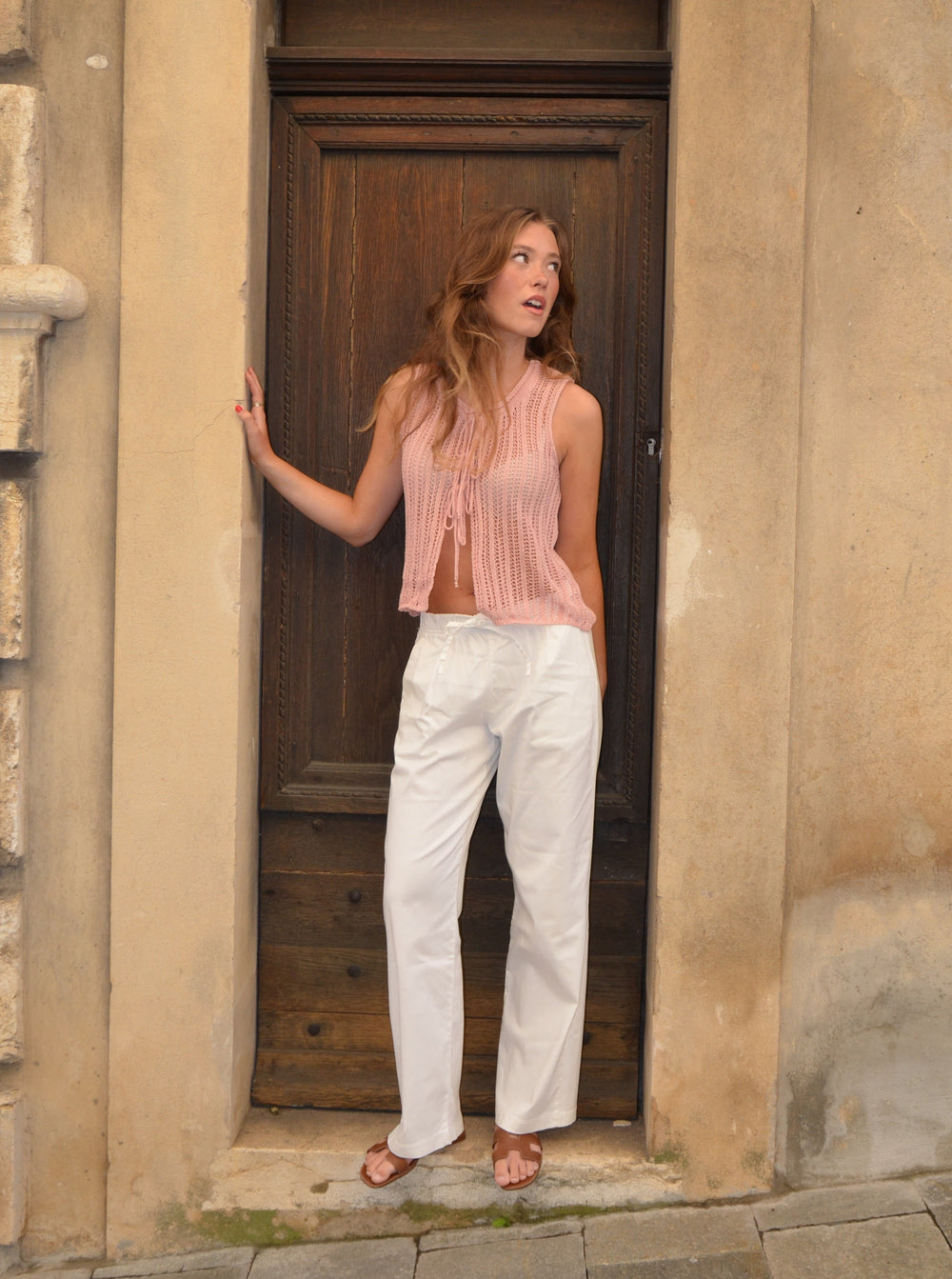 Anouk trousers with ties - White