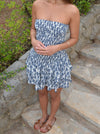 Tania dress with pattern - White/blue