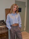 Lavinia striped cropped shirt - Blue/white