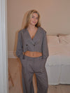 Katrine cropped blazer - Brown melange