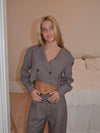 Katrine cropped blazer - Brown melange