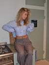 Lavinia striped cropped shirt - Blue/white