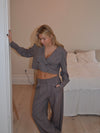 Katrine cropped blazer - Brown melange