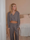 Katrine cropped blazer - Brown melange