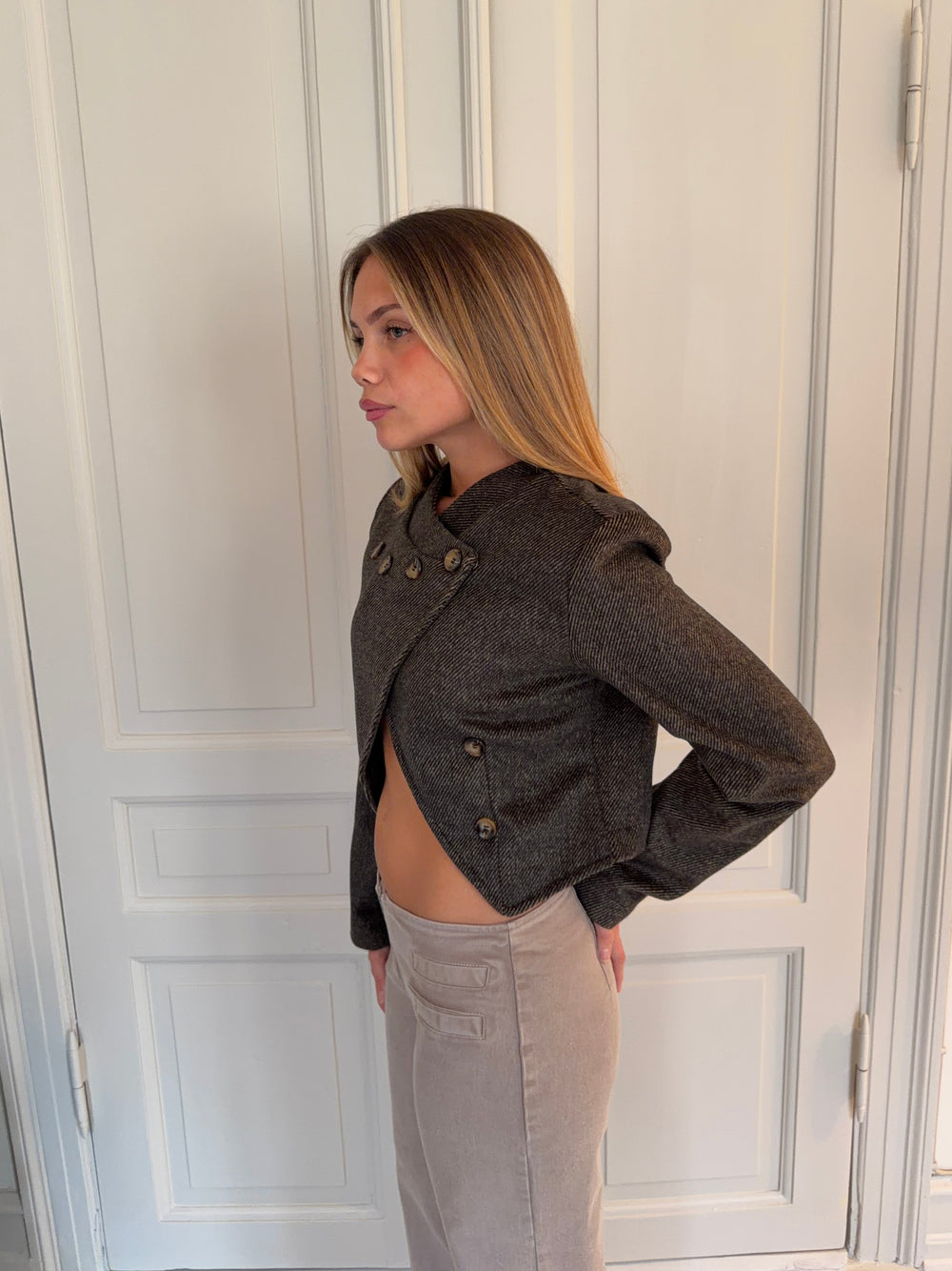 Renata asymmetric blazer - Dark brown