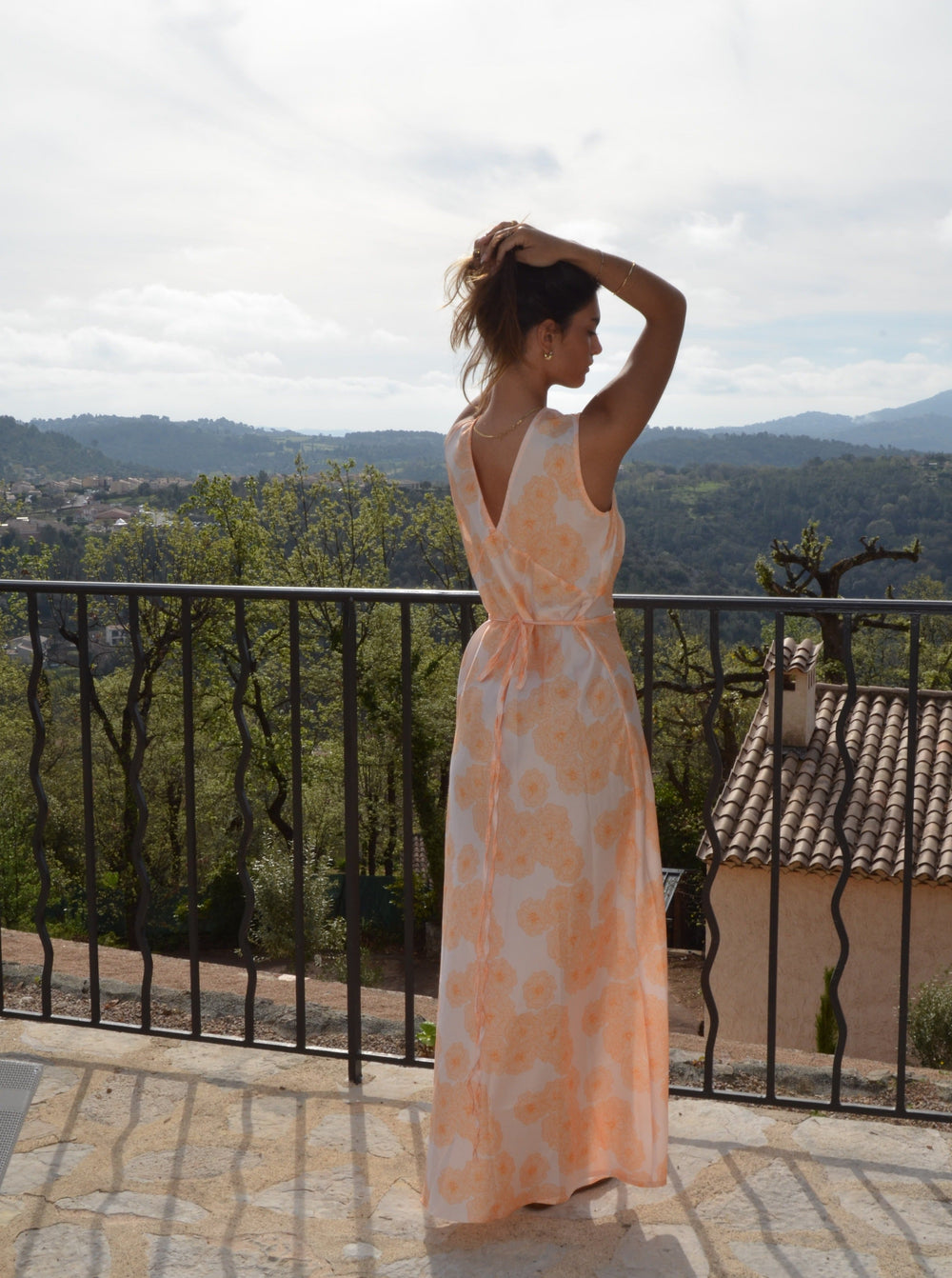 Marielle dress with flowers -  Yellow/orange