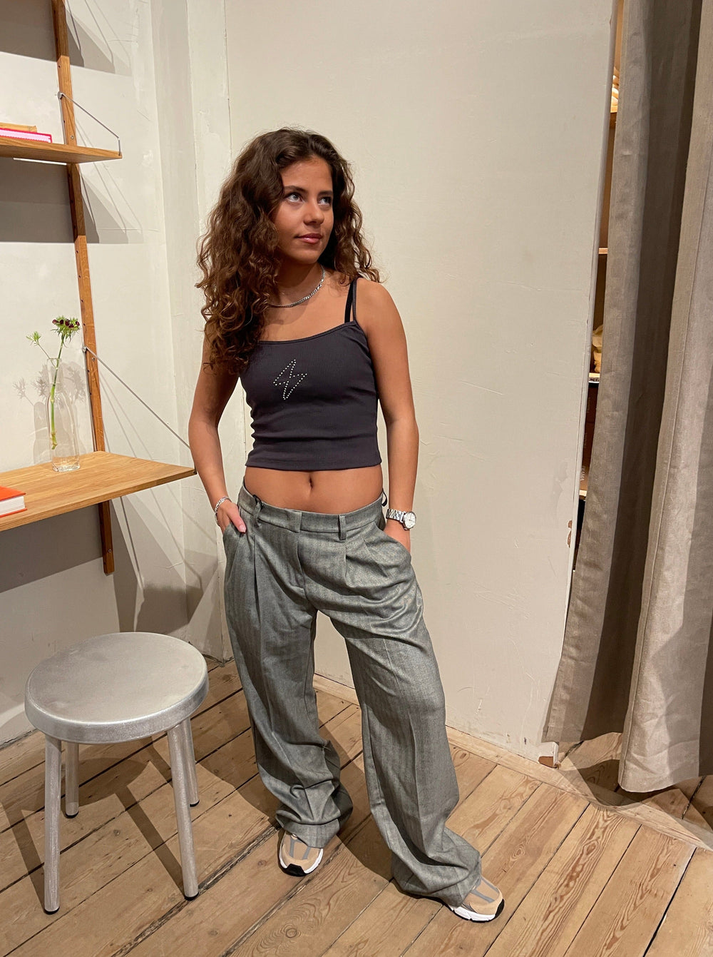 Ellen herringbone pants - Grey