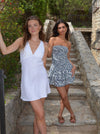 Tania dress with pattern - White/blue