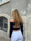 Karo off-shoulder blouse with open back - Navy